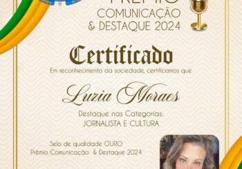 LUZIA MORAES RECEBERÁ O PRÊMIO NA CÂMARA MUNICIPAL DE SÃO PAULO