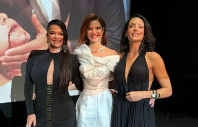 Atriz Fernanda Arraes celebra pré-estreia do longa “Eu Sou a Lei” ao lado de Oscar Magrini