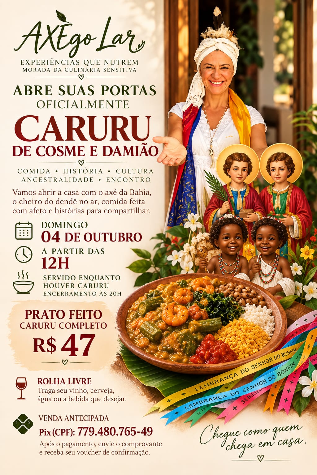 CARURU, ANCESTRALIDADE E AFETO: CHEF HELLEN PACHECO ABRE AS PORTAS DO AXÈgo LAR COM UMA EXPERIÊNCIA DE SABORES DA BAHIA